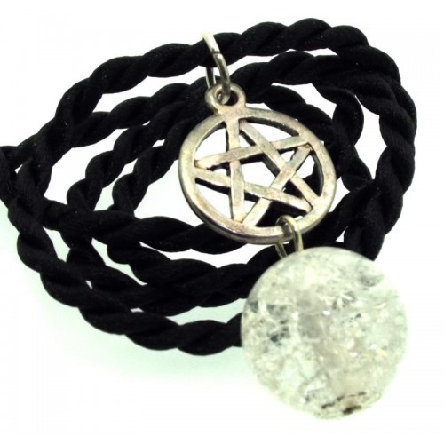 16mm Clear Coloured Crackle Quartz Sphere Pentacle Pendant